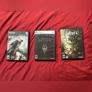 Lot of 3 Video Games for PC Skyrim- Fallout 4- Watchdogs
